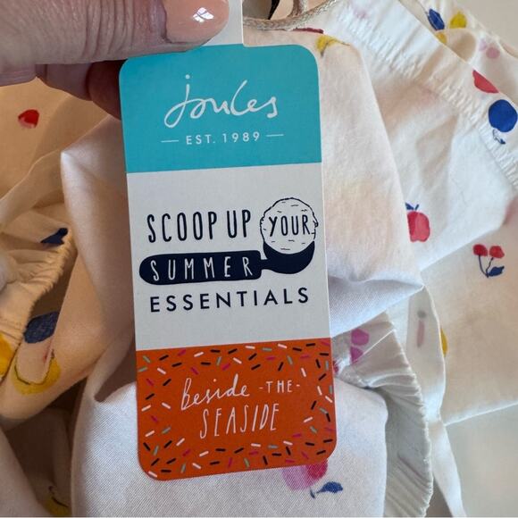 JOULES Girl's Bree Woven Frill Tank Top White Fruit NWT Size 11-12 100% Cotton - Picture 4 of 9